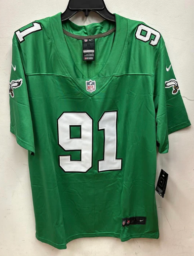 Fletcher Cox Philadelphia Eagles Jersey 2023 Kelly green product image 2, provided for visual reference and product detail