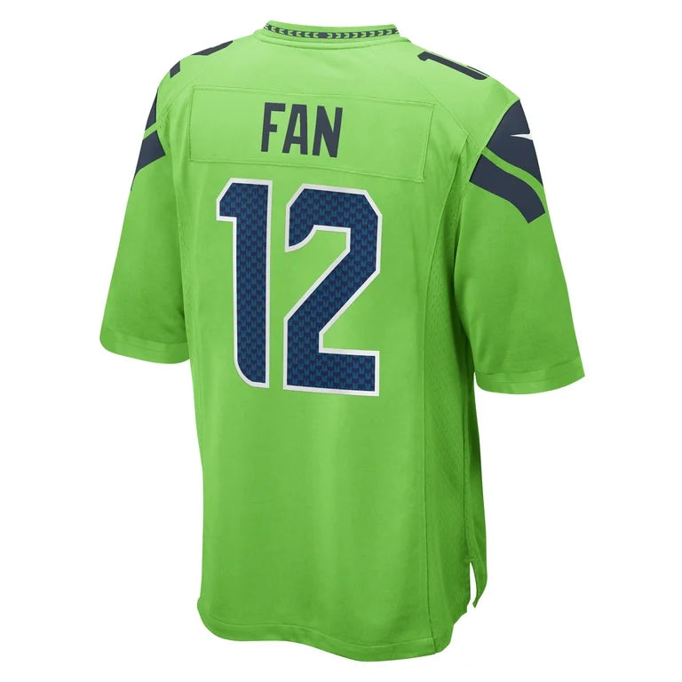 Seattle Seahawks 12 FAN Official NFL Jersey Nike neon green product image 2, provided for visual reference and product