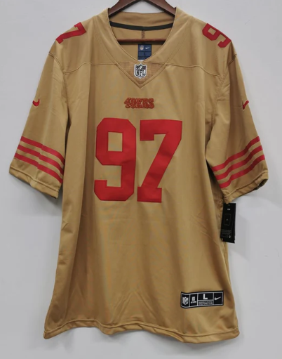 Nick Bosa San Francisco 49ers Jersey gold product image 2, provided for visual reference and product detail review