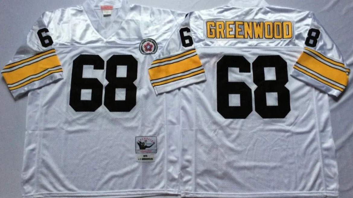 L.C. Greenwood Pittsburgh Steelers Jersey Mitchell & Ness white product image 1, provided for visual reference and product