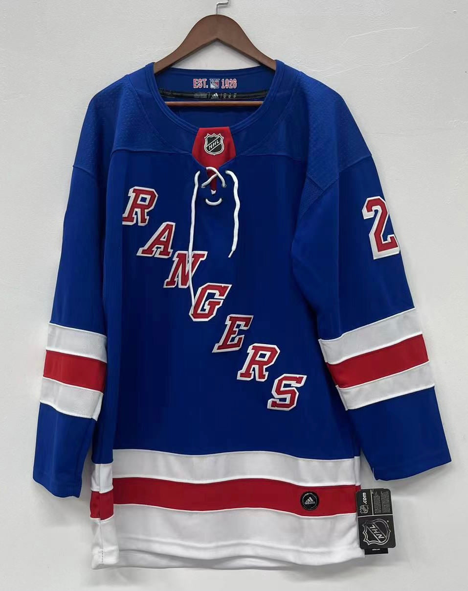 Adam Fox New York Rangers Jersey Blue product image 2, provided for visual reference and product detail review