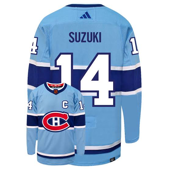 Nick Suzuki Montreal Canadiens Official NHL Jersey Adidas blue product image 1, provided for visual reference and product