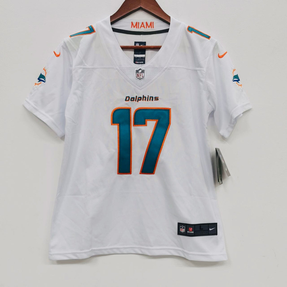 Jaylen Waddle Miami Dolphins YOUTH Jersey White product image 2, provided for visual reference and product detail review