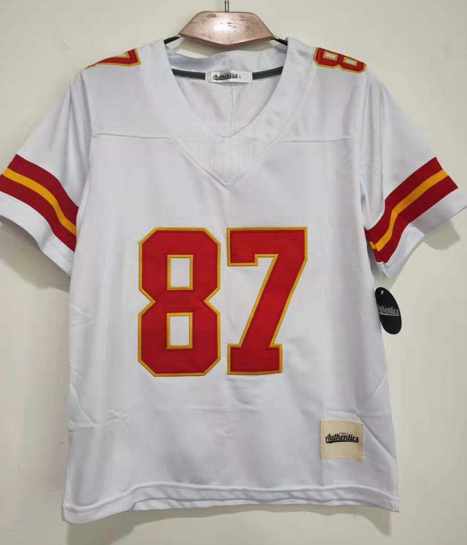 Travis Kelce YOUTH Kansas City Chiefs Jersey white product image 2, provided for visual reference and product detail review