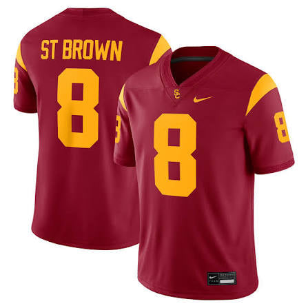 Amon-Ra ST Brown YOUTH KIDS USC Trojans Official NCAA Nike Jersey product image 1, provided for visual reference and product