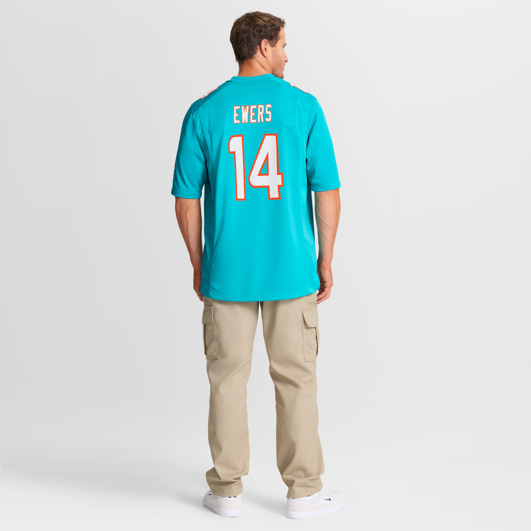Men's Miami Dolphins Quinn Ewers Nike Aqua Team Game Jersey product image 8