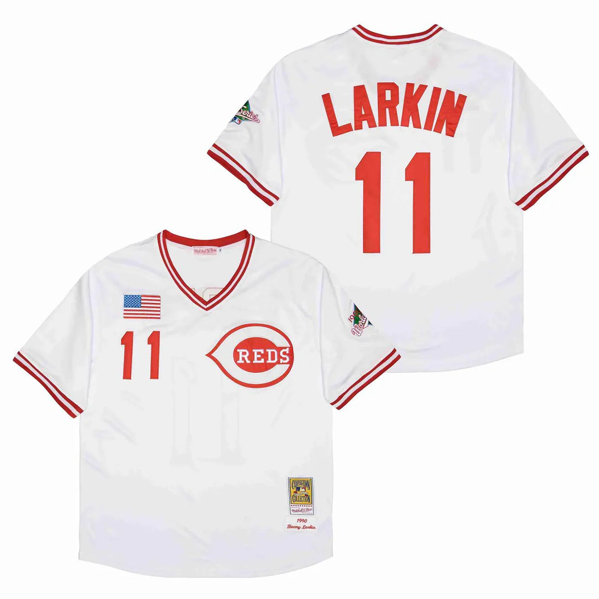 Barry Larkin Cincinnati Reds Jersey Mitchell & Ness white product image 1, provided for visual reference and product detail