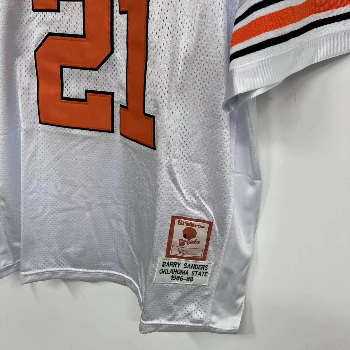Barry Sanders Oklahoma State Jersey White product image 4, provided for visual reference and product detail review