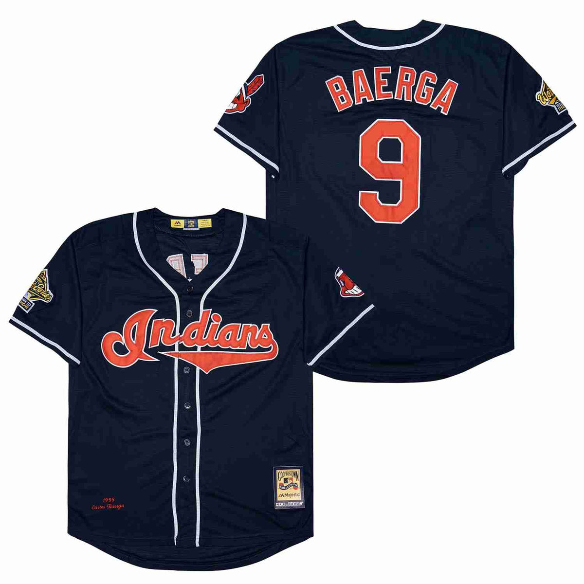 Carlos Baerga Cleveland Indians Jersey Majestic blue product image 1, provided for visual reference and product detail review