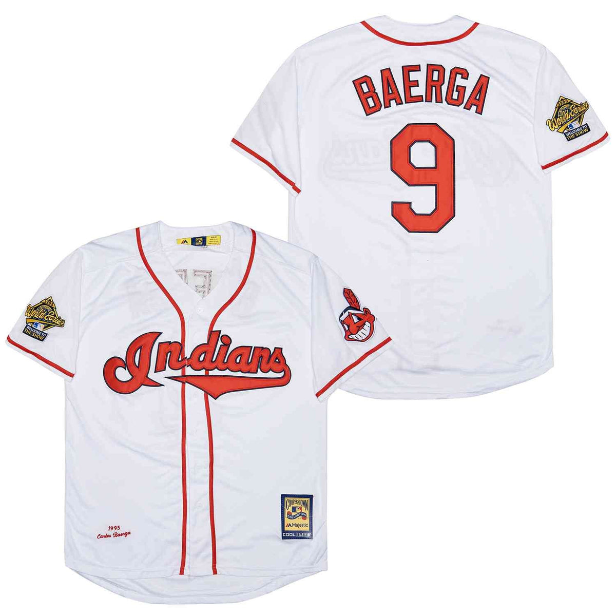 Carlos Baerga Cleveland Indians Jersey Majestic White product image 1, provided for visual reference and product detail