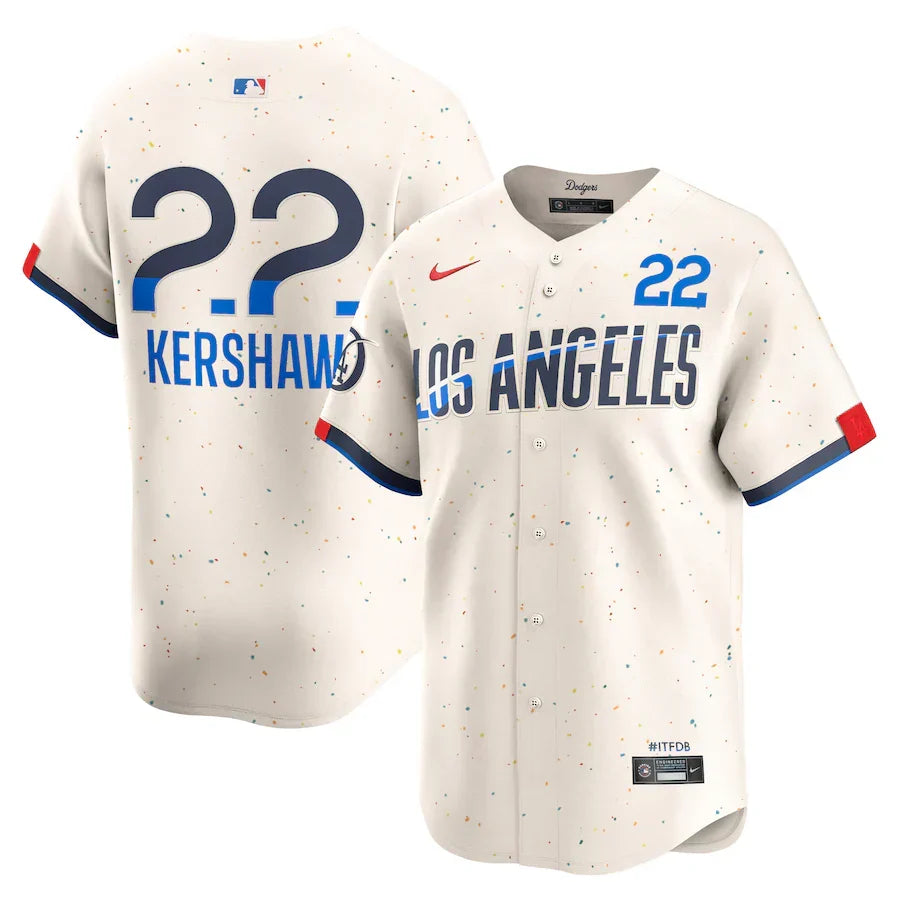 Clayton Kershaw Los Angeles Dodgers Official MLB Nike City Connect Jersey product image 1, provided for visual reference and