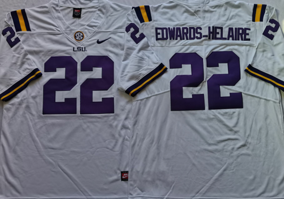 Clyde Edwards-Helaire LSU Tigers Jersey white NIKE product image 1, provided for visual reference and product detail review