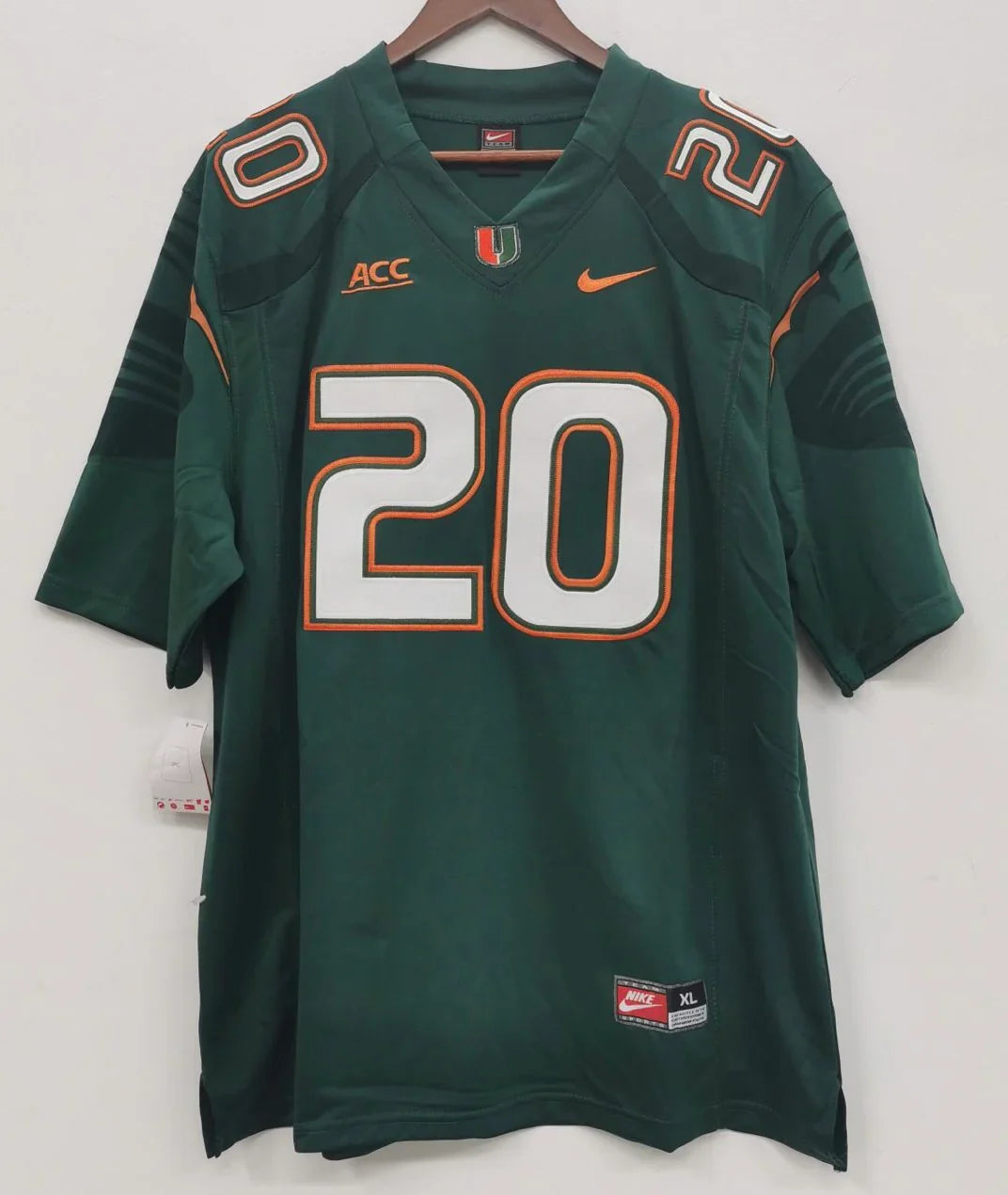 Ed Reed Miami Hurricanes Jersey Green product image 3, provided for visual reference and product detail review