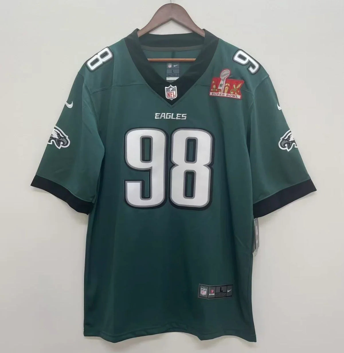 Jalen Carter Philadelphia Eagles official Super Bowl Nike NFL Jersey product image 2, provided for visual reference and