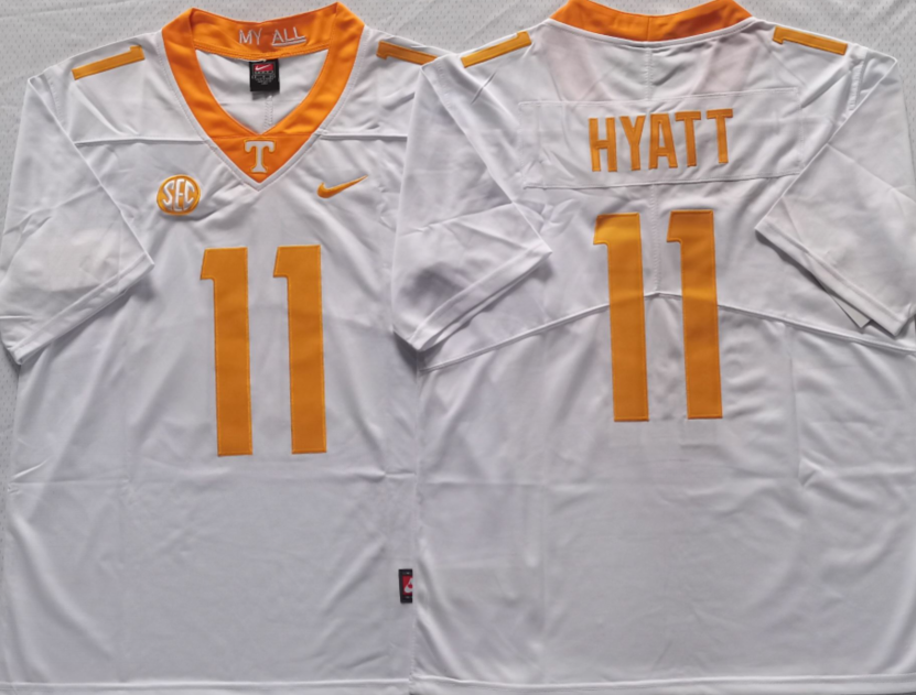 Jalin Hyatt Tennessee Volunteers Jersey Nike white product image 1, provided for visual reference and product detail review