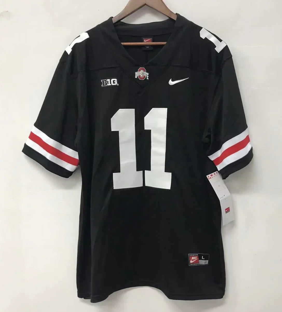 Jaxon Smith-Njigba Ohio State Buckeyes jersey black with white numbers product image 3, provided for visual reference and