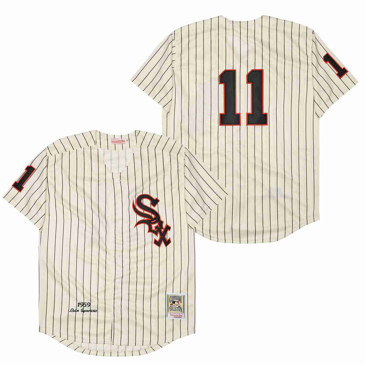 Luis Aparicio Chicago White Sox Jersey Mitchell & Ness White Pinstripe product image 1, provided for visual reference and