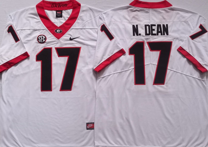 Nakobe Dean Georgia Bulldogs Jersey Nike white product image 1, provided for visual reference and product detail review