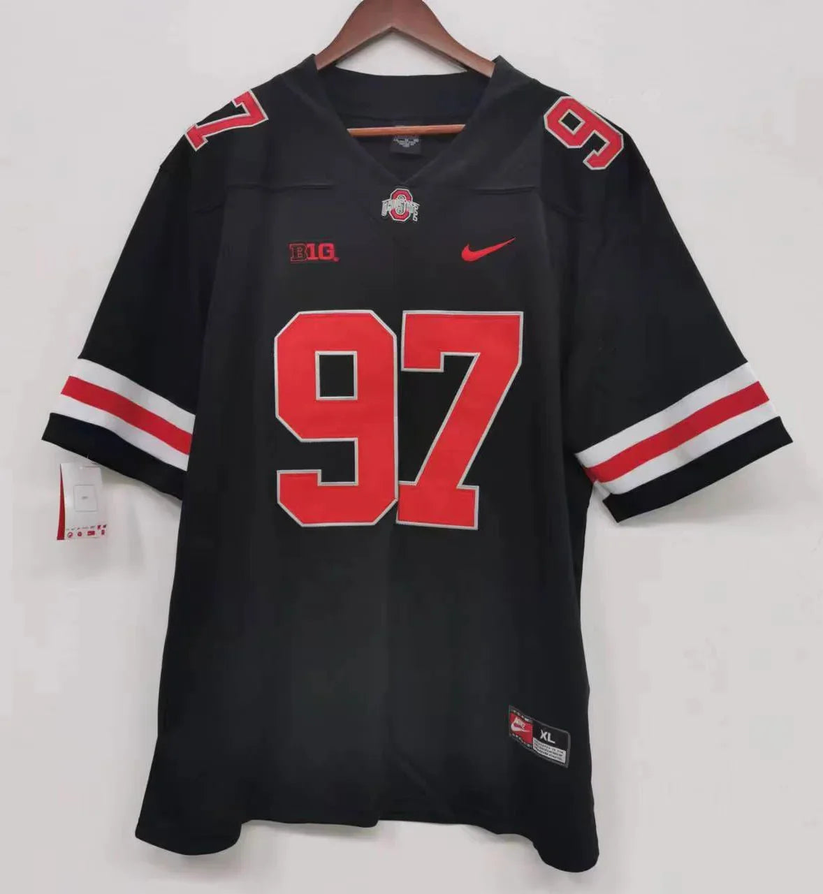 Nick Bosa Ohio State Buckeyes Jersey Black with red numbers product image 2, provided for visual reference and product