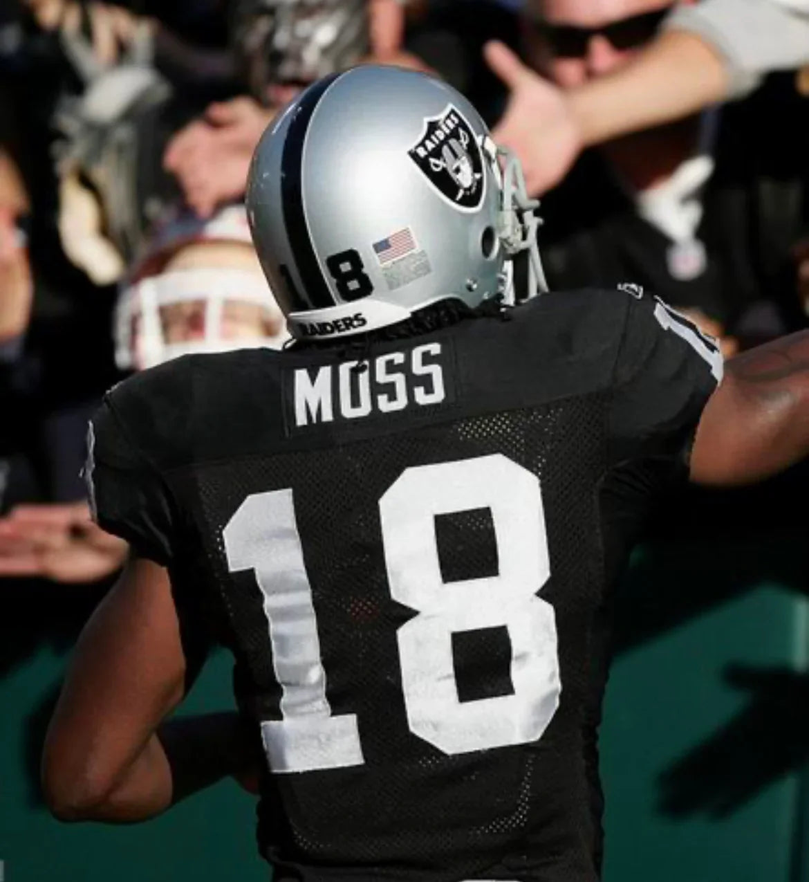 Randy Moss Oakland Raiders Mitchell & Ness Jersey product image 4, provided for visual reference and product detail review
