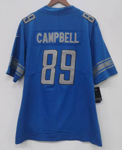Dan Campbell Detroit Lions Jersey Blue product image 1, provided for visual reference and product detail review