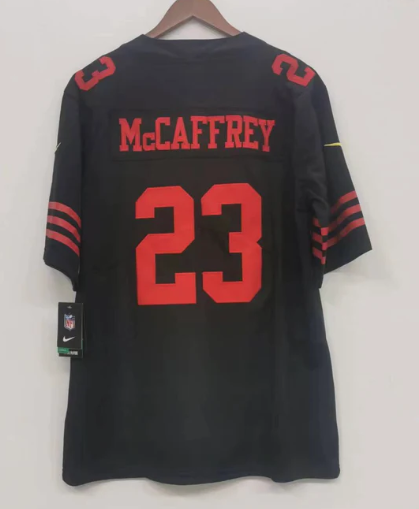 Christian McCaffrey San Francisco 49ers Jersey black product image 1, provided for visual reference and product detail review