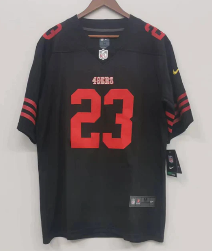 Christian McCaffrey San Francisco 49ers Jersey black product image 2, provided for visual reference and product detail review