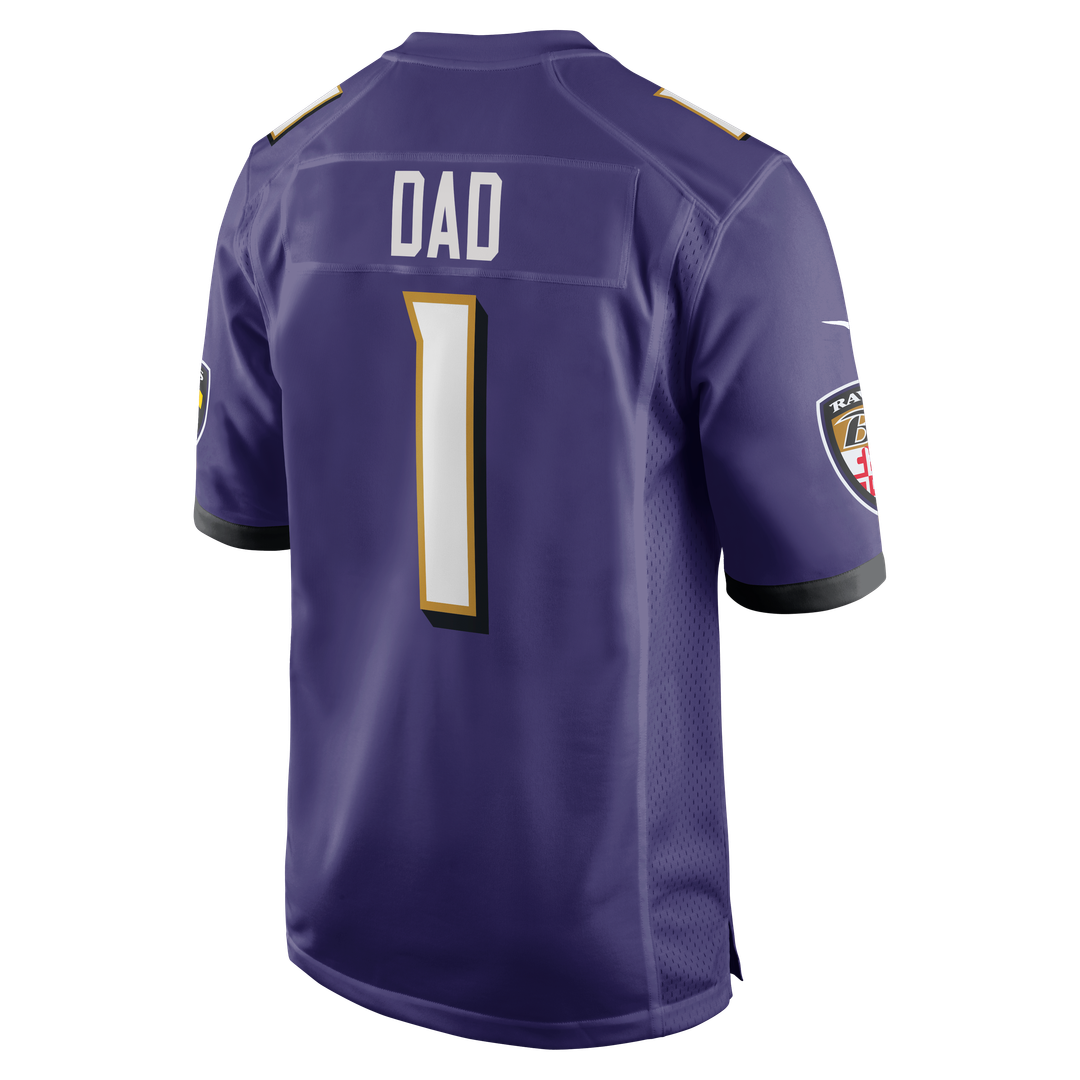 Men's Baltimore Ravens Number 1 Dad Nike Purple Game Jersey product image 3