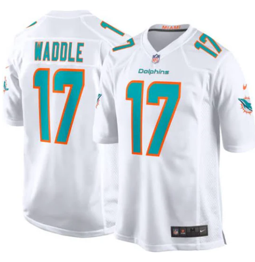 Jaylen Waddle Miami Dolphins Nike Jersey white product image 1, provided for visual reference and product detail review