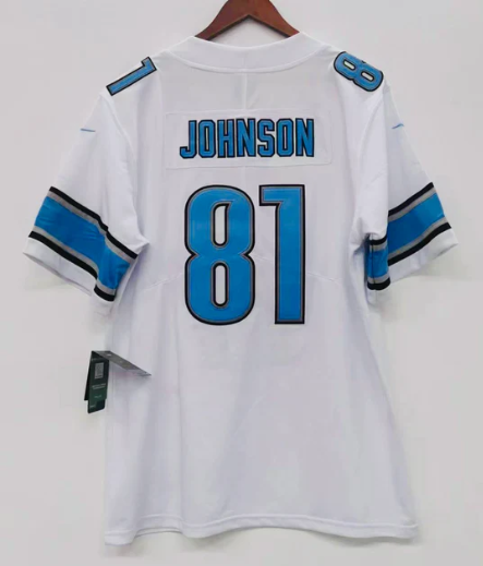 Calvin Johnson Detroit Lions Official NFL Nike Jersey white product image 1, provided for visual reference and product