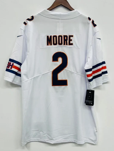 D.J. Moore Chicago Bears Jersey white product image 1, provided for visual reference and product detail review