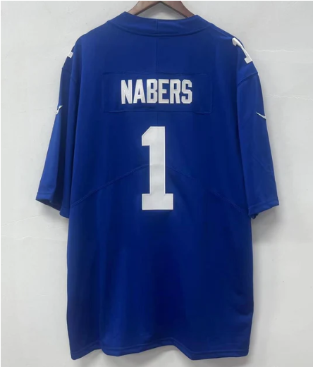 Malik Nabers New York Giants official NFL Nike Jersey blue With 100 years patch product image 1, provided for visual