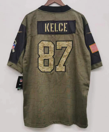Travis Kelce Kansas City Chiefs military salute to service Jersey product image 1, provided for visual reference and product