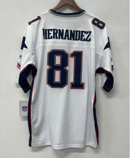 Aaron Hernandez New England Patriots Jersey white product image 1, provided for visual reference and product detail review