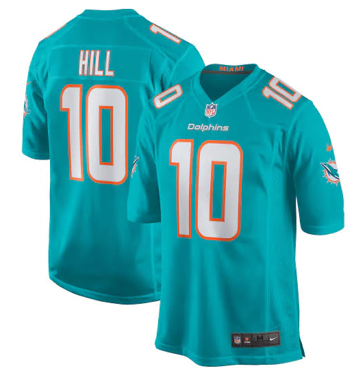 Tyreek Hill Miami Dolphins Official NFL Nike Jersey product image 1, provided for visual reference and product detail review