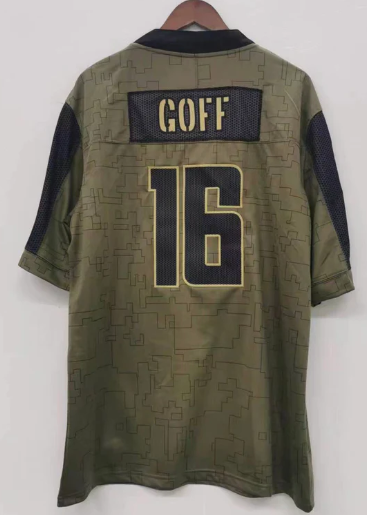 Jared Goff Detroit Lions military salute to service Jersey product image 1, provided for visual reference and product detail