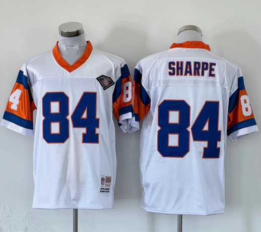 Shannon Sharpe Mitchell & Ness Denver Broncos Jersey White product image 1, provided for visual reference and product detail
