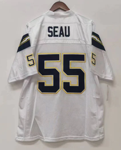 Junior Seau San Diego Chargers Jersey white product image 1, provided for visual reference and product detail review