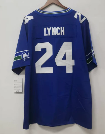 Marshawn Lynch Seattle Seahawks Jersey Mitchell & Ness blue product image 1, provided for visual reference and product