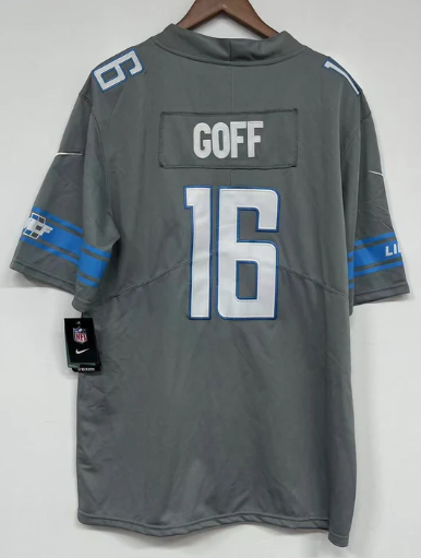 Jared Goff Detroit Lions Jersey gray NIKE product image 1, provided for visual reference and product detail review