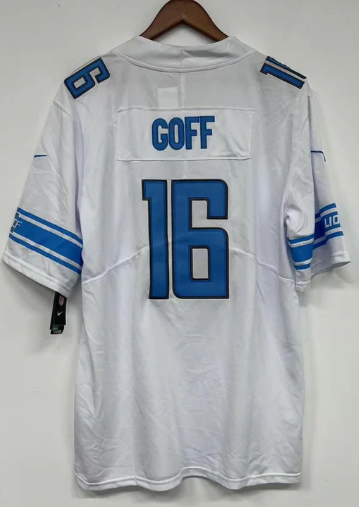 Jared Goff Detroit Lions Official NFL Nike Jersey NIKE white product image 1, provided for visual reference and product