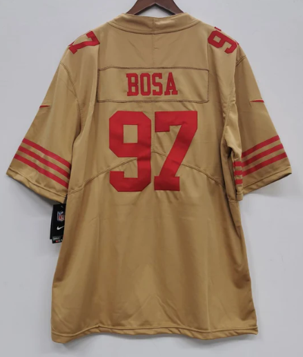 Nick Bosa San Francisco 49ers Jersey gold product image 1, provided for visual reference and product detail review