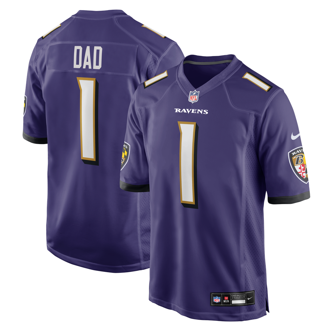Men's Baltimore Ravens Number 1 Dad Nike Purple Game Jersey product image 1