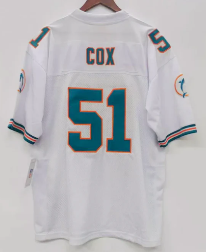 Bryan Cox Miami Dolphins Jersey 1994 Mitchell & Ness product image 1, provided for visual reference and product detail review