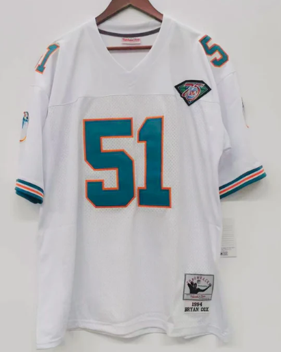 Bryan Cox Miami Dolphins Jersey 1994 Mitchell & Ness product image 2, provided for visual reference and product detail review