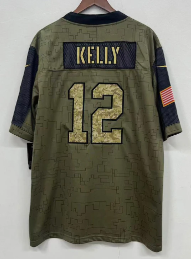 Jim Kelly Buffalo Bills military salute to service Jersey product image 1, provided for visual reference and product detail