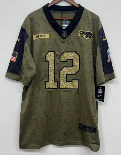 Jim Kelly Buffalo Bills military salute to service Jersey product image 2, provided for visual reference and product detail