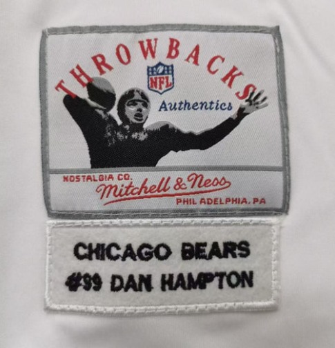 Dan Hampton Chicago Bears Jersey white product image 4, provided for visual reference and product detail review