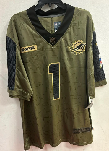 Tua Tagovailoa Miami Dolphins military salute to service Jersey product image 2, provided for visual reference and product
