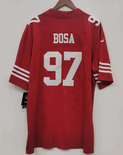 Nick Bosa San Francisco 49ers Jersey red product image 1, provided for visual reference and product detail review